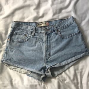 Men’s Levi’s jean pants cut into jean shorts